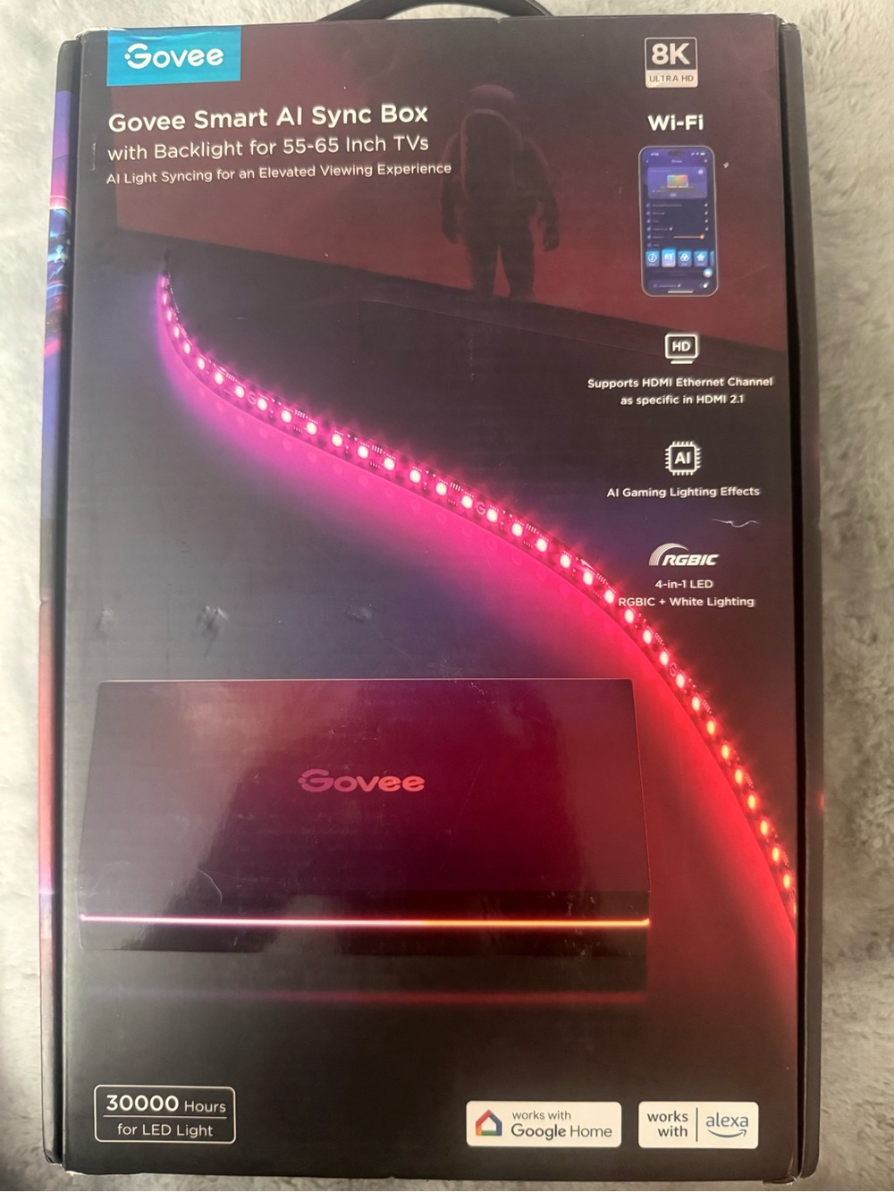 Smart AI Sync Box with Backlight for 55-65 inch TVs - Pink